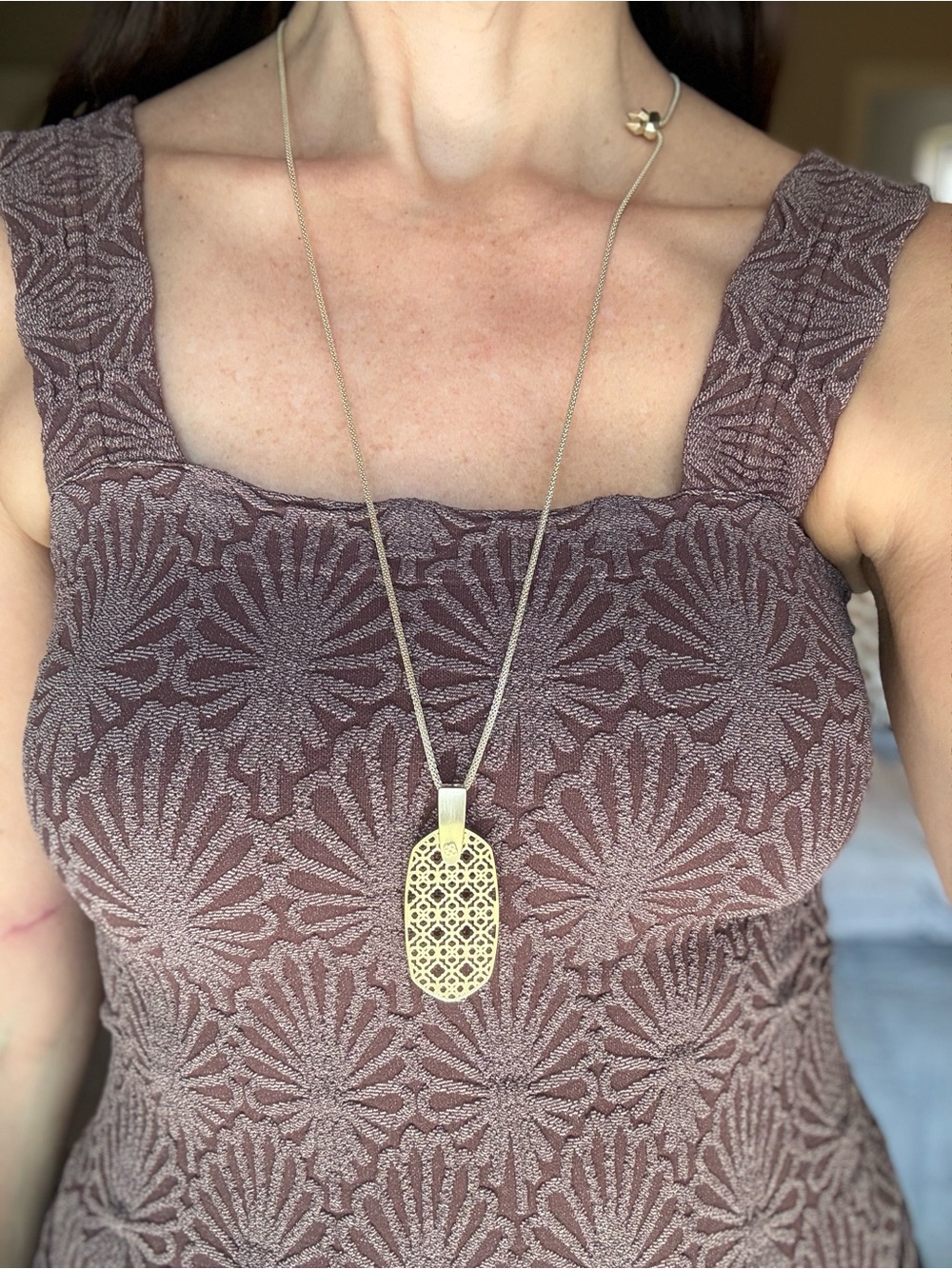 Kendra Scott Gold Filigree Long Pendant Necklace